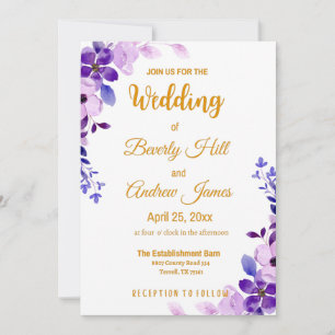 Purple and Gold Customizable Spring Wedding Invitation
