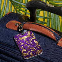 Purple and Gold Demask Monogrammed