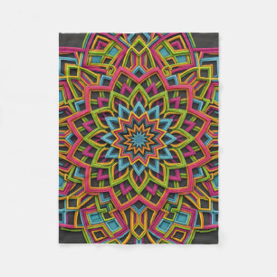 Purple And Gold Detailed Geometric Mandala Fleece Blanket