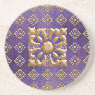Purple and Gold Diamonds Coaster