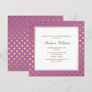 Purple and Gold Dots Modern Bridal Shower Invitation