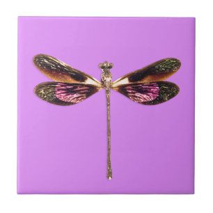Purple and Gold Dragonfly  Tile