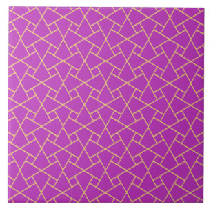 Purple and Gold-effect Islamic Mosaic Pattern Tile
