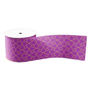 Purple and Gold-effect Islamic Pattern Ribbon Grosgrain Ribbon
