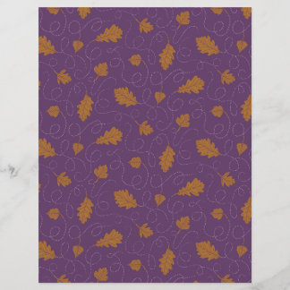 Purple and Gold Falling Leaves Scrapbook Paper