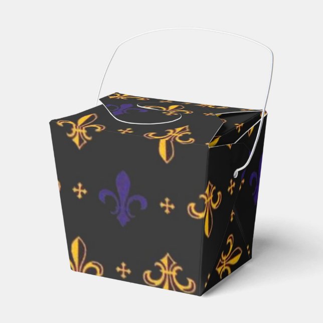 Purple and Gold Fleurs De Lis Favor Box (Front Side)