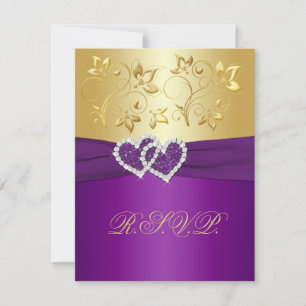 Purple and Gold Floral Reply Card