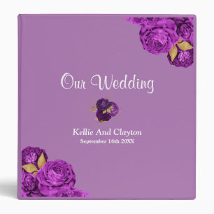 Purple And Gold Floral Wedding Album 3 Ring Binder