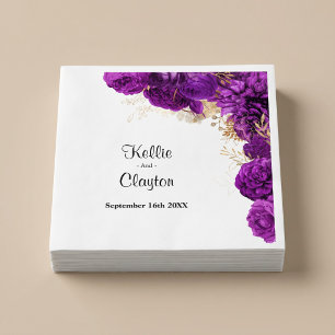 Purple And Gold Floral Wedding Napkins