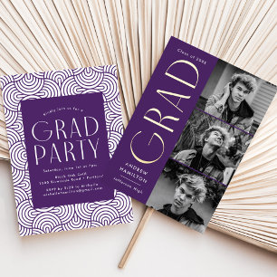 Purple and Gold Foil 3 Photo Graduation Party