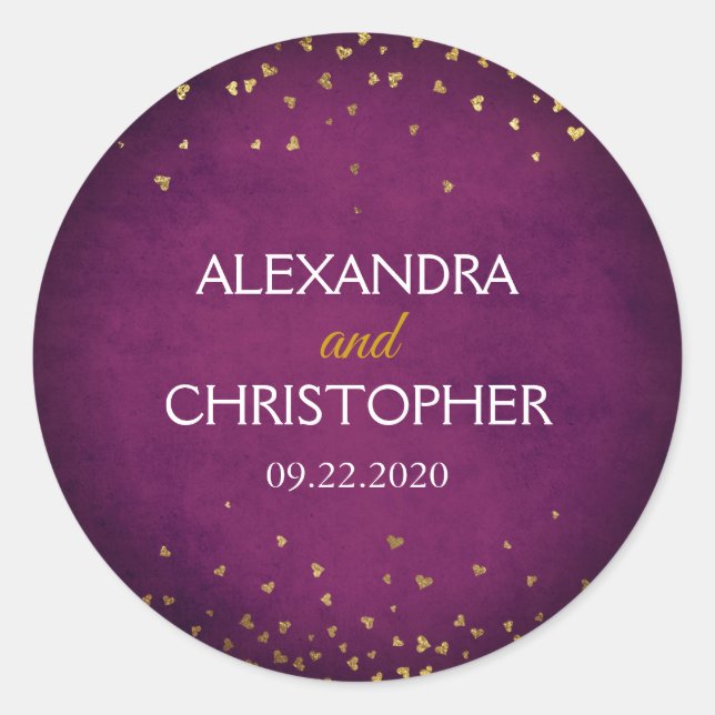 Purple and Gold Foil Confetti Envelope Seal (Front)