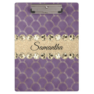 Purple and Gold Foil Diamond Bling    Clipboard