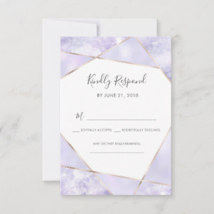 Purple and Gold Geometic RSVP cards