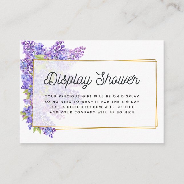 Purple and Gold Geometric Herbarium Display Shower Enclosure Card (Front)