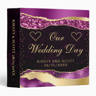 Purple and Gold Glam Tears Wedding Photo Album Binder