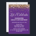 Purple and Gold Glitter 40th Birthday Party Forty Invitation<br><div class="desc">Fortieth Editable template Glam Invite,  Let's celebrate digital Any Age,  Instant download 41st 42nd 43rd,  44th 45th 46th 47th 48th,  49th Custom Modern Chic Calligraphy,  40 first second third fourth,  fifth sixth seventh eighth ninth,  Personalized Elegant trendy for her,  Golden Adult script simple celebration,  stylish personalised wife best friend</div>