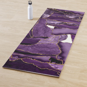 Purple and Gold Glitter Agate Abstract Yoga Mat