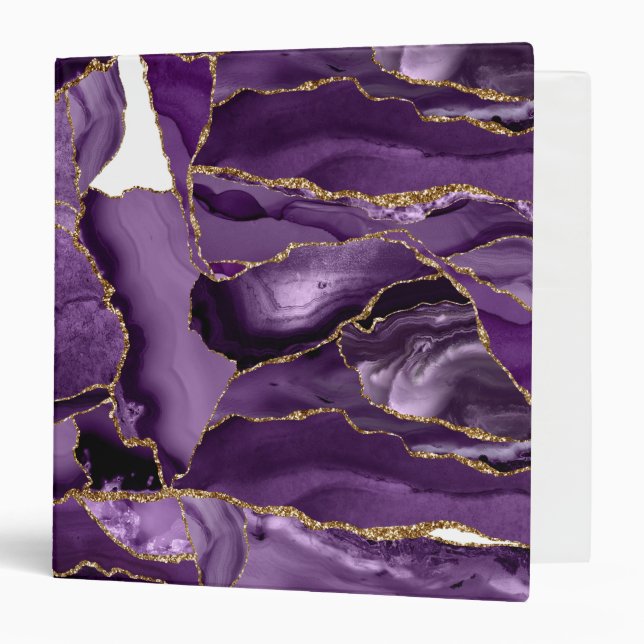Purple and Gold Glitter Agate Binder (Front/Inside)