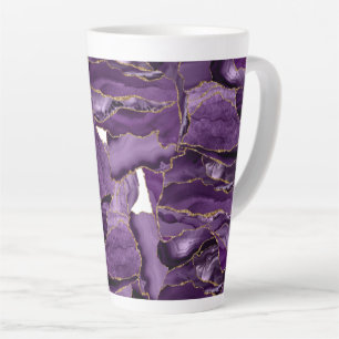 Purple and gold glitter agate latte mug