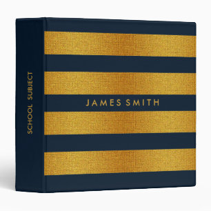 Purple And Gold Glitter Badge Striped Personalized Binder