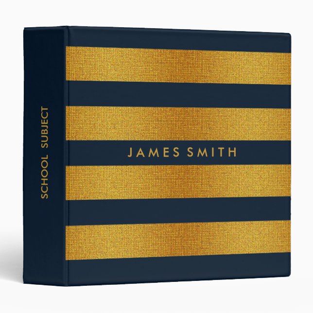 Purple And Gold Glitter Badge Striped Personalized Binder (Front/Spine)