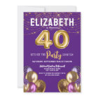 Purple and Gold Glitter Balloons 40th Birthday
