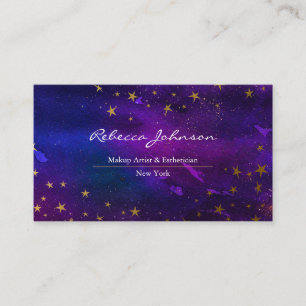 Purple And Gold Glitter Business Card