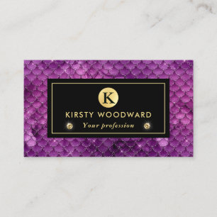 Purple and Gold Glitter Glam Mermaid Scales Business Card