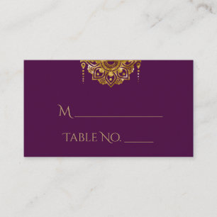 Purple and Gold Glitter Indian Wedding Place Cards