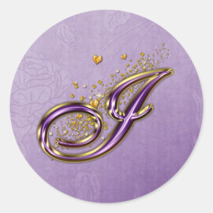 Purple and Gold Glitter Monogram I Sticker