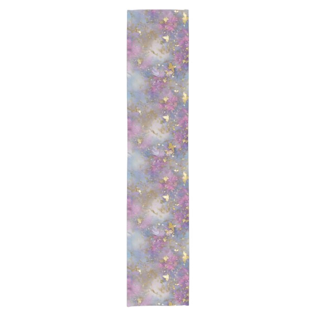 Purple and Gold Glitter Storm Fantasy Short Table Runner (Front)