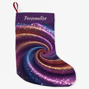 Purple and Gold Glitter Swirl Pattern Christmas Small Christmas Stocking