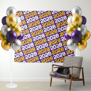 Purple and Gold Graduation Backdrop Tapestry