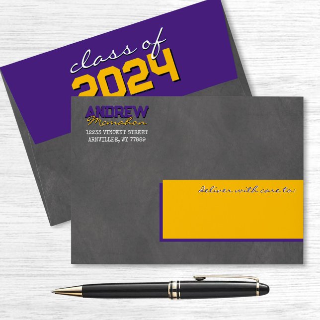 Purple and Gold Graduation Chalkboard Envelopes (Creator Uploaded)