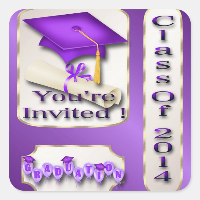 Purple and Gold Graduation envelope seal (Front)