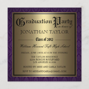 Purple and Gold Graduation Invitation