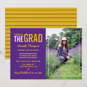 Purple and Gold Graduation Party Invitation