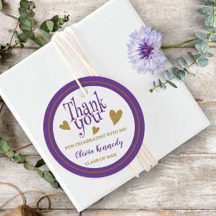 Purple And Gold Graduation Party Thank You Favour Favour Tags