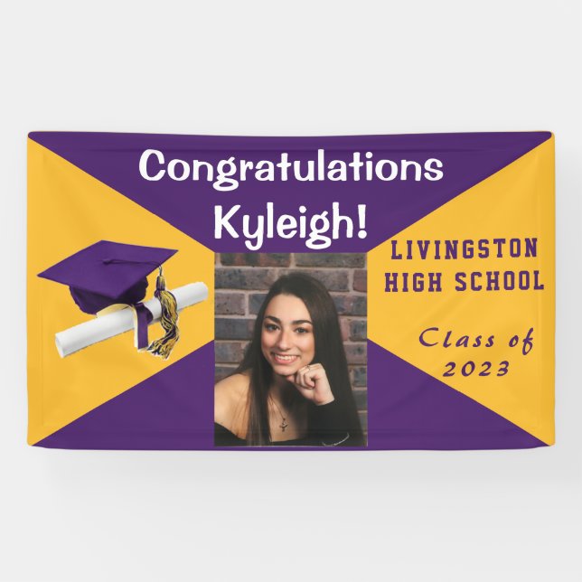 Purple and Gold Graduation Photo Banner (Horizontal)