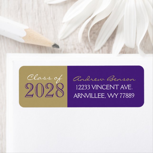 Purple and Gold Graduation Return Address (Insitu)
