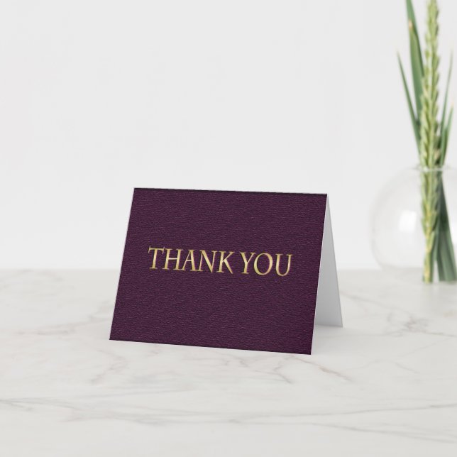 Purple and Gold Graduation Thank You Card (Front)