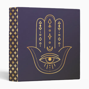Purple and Gold Hamsa 1-inch Binder