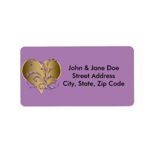 Purple And Gold Heart Label