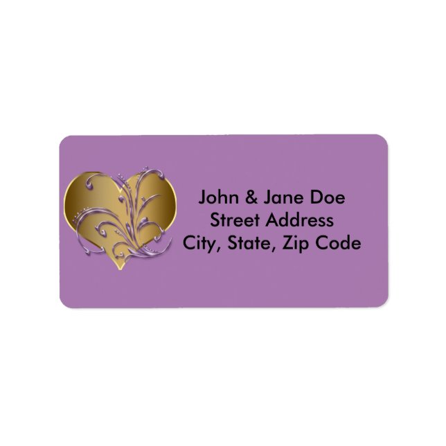 Purple And Gold Heart Label (Front)