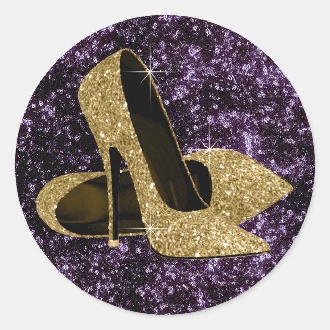 Purple and Gold High Heel Shoe Stickers (Front)