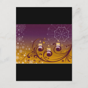 Purple and Gold Holiday Candles Postcard