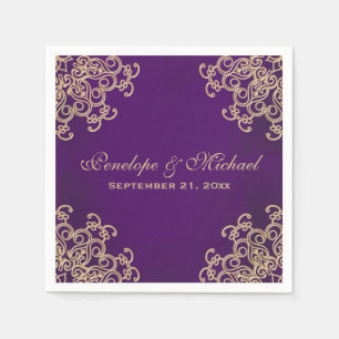 Purple and Gold Indian Style Wedding Napkin