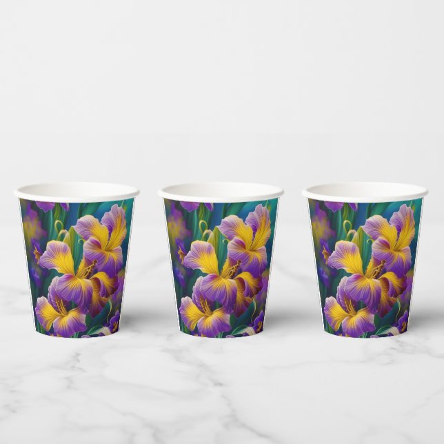 Purple and Gold Irises Art Paper cup (Multi)