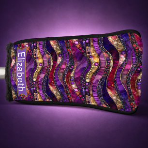 Purple and Gold Jewelled Strata Personalized Golf Head Cover
