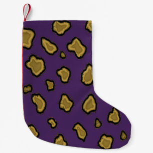 Purple and Gold Leopard Fur Pattern Small Christmas Stocking